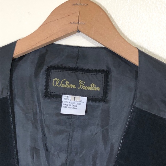 Western Frontier Suede Snap Front Leather Vest - Picture 4 of 5